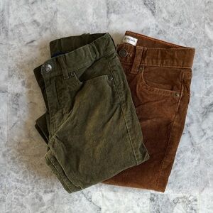 Corduroy Pants in Olive and Brown
